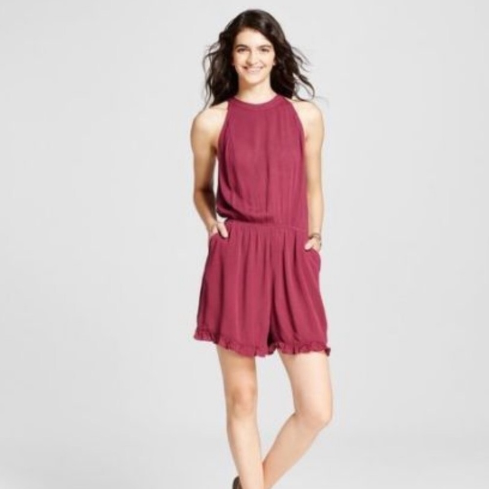 NWT Mossimo Burgundy Romper Small